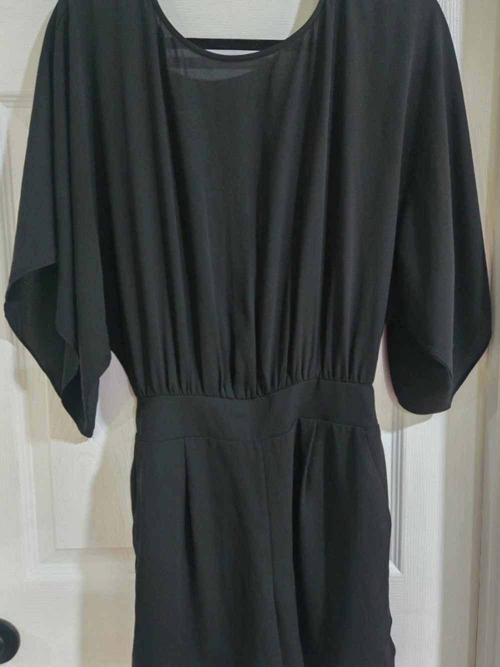 White House Black Market Black Batwing Jumpsuit with Elastic Waist